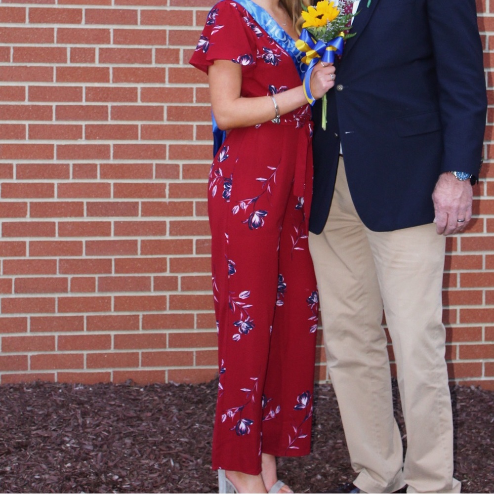 Adorable Small Red and Navy Jumpsuit with Bow